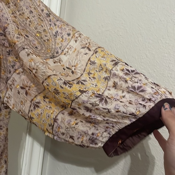 Ann Taylor Tan Cream Smocked Midi Dress - Picture 11 of 14